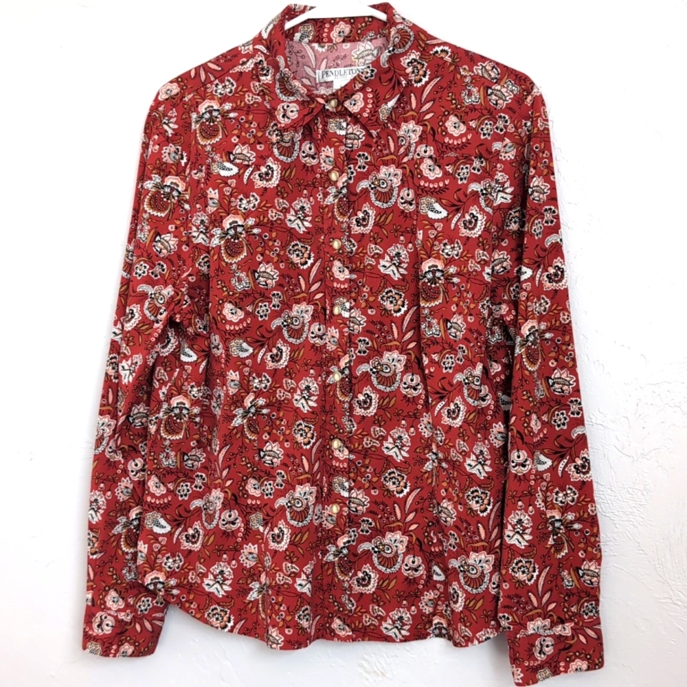 Pendleton Cotton / Spandex Blend Long Sleeve Blouse Women's Size Large